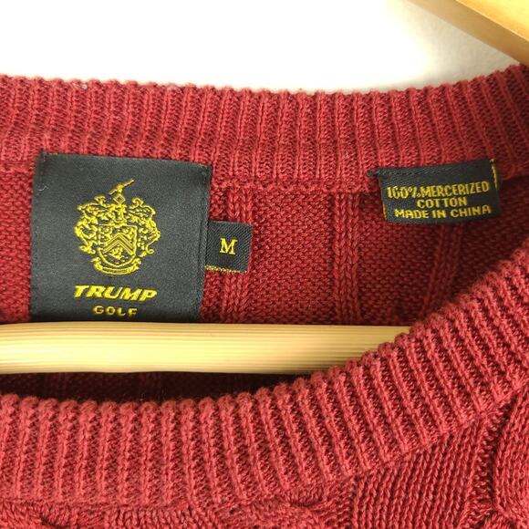 Trump Golf Sweater Long Sleeve Crew Neck Red Long Sleeve Size M - Picture 3 of 5